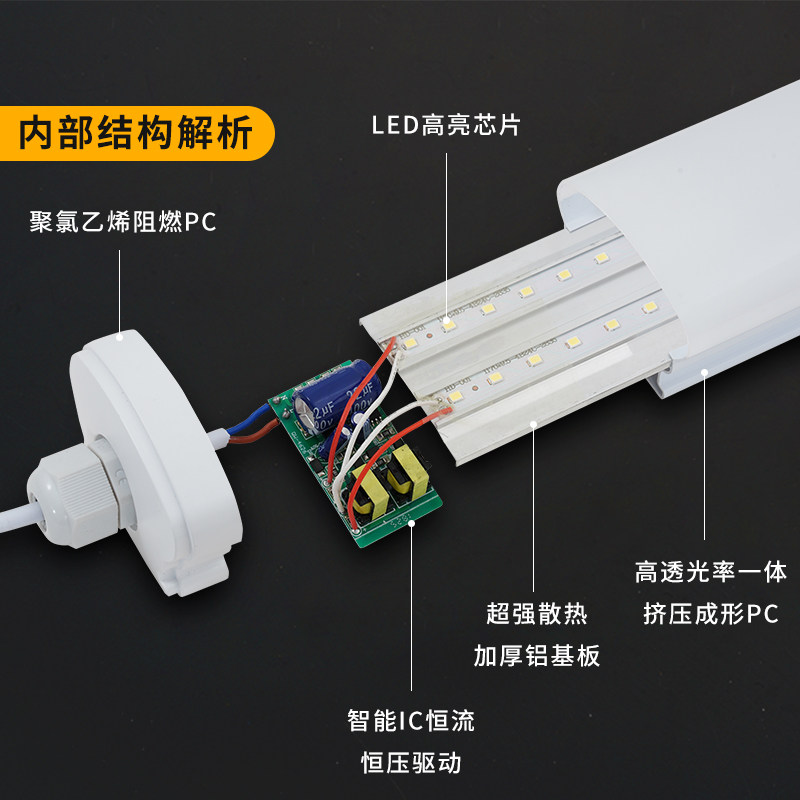 低压DC12V24V36V无频闪三防灯led防水防潮冷库隧道机床高亮度灯管