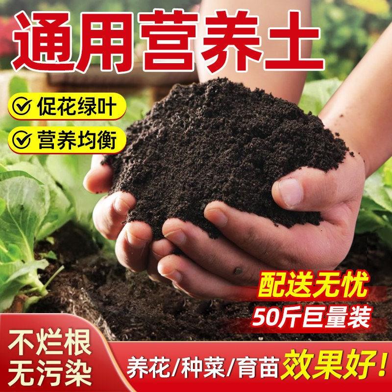 营养土通用专用型100斤养花种菜育苗通用绿植花土疏松土壤种植土