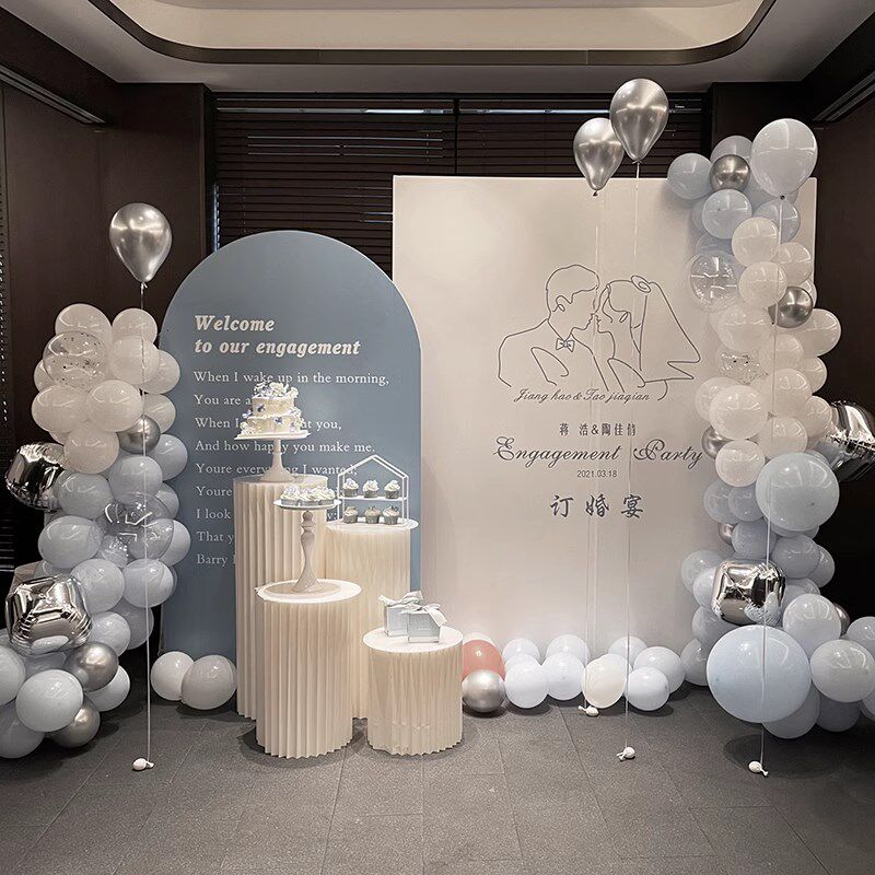 订婚布置装饰KT板婚房婚礼订婚宴粉色背景板结婚场景仪式感留影区
