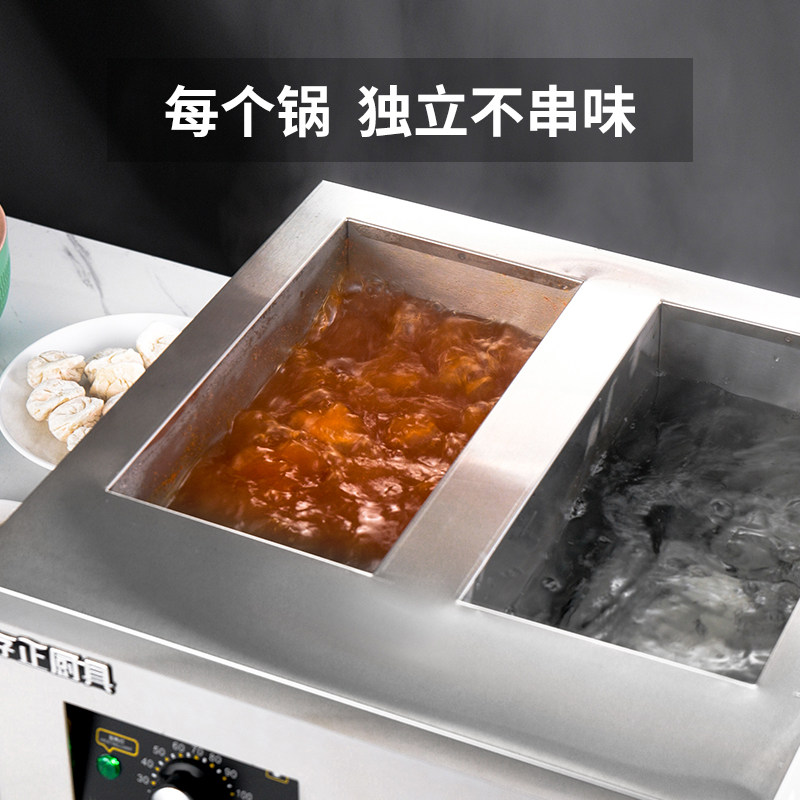 存正商用煮面炉 220V不锈钢电煮面锅 台式双缸汤粉炉