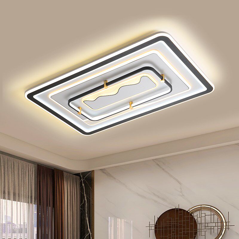 家装灯具3室2厅客厅吸顶灯LED灯智能控制长方形现代简约全套中山