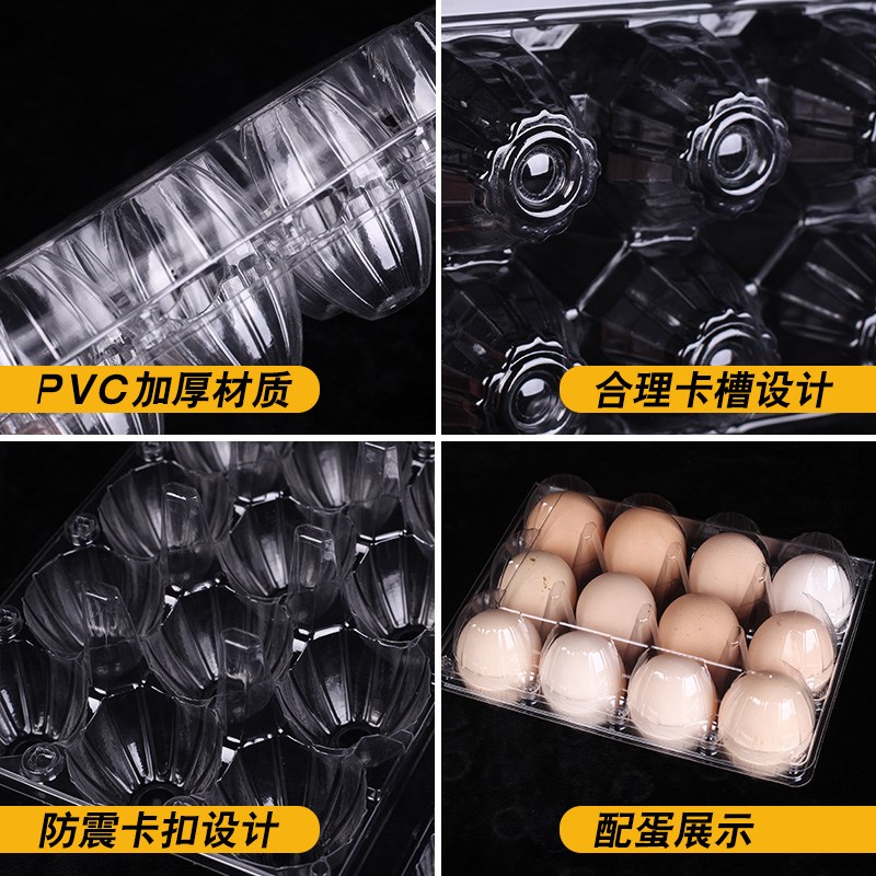 中号12枚三排鸡蛋盒塑料蛋托一次性包装盒防震放鸡蛋的盒子现货包