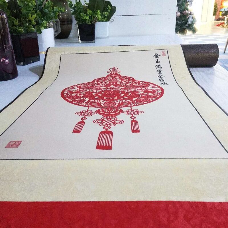 红色喜上眉梢剪纸画轴纯手工剪纸窗花装饰画送老外朋友外事礼品