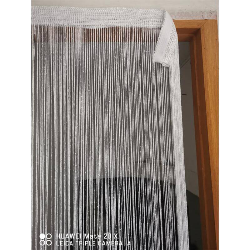 魔术贴加密白色银丝门帘自粘成品流苏线帘客厅卧室装饰隔断窗窗帘