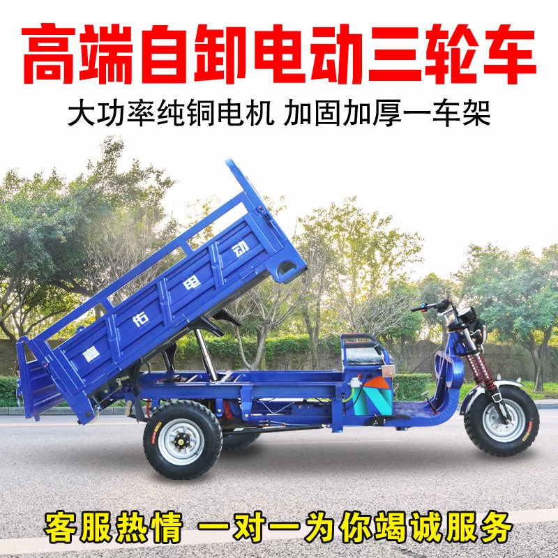 电动三轮液压自卸翻斗车可定制水电瓶车大功率电动三轮货车载重王
