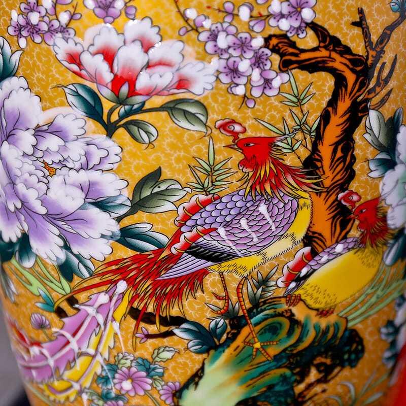景德镇陶瓷器简欧式落地大花瓶插花现代中式客厅装饰品电视柜摆设