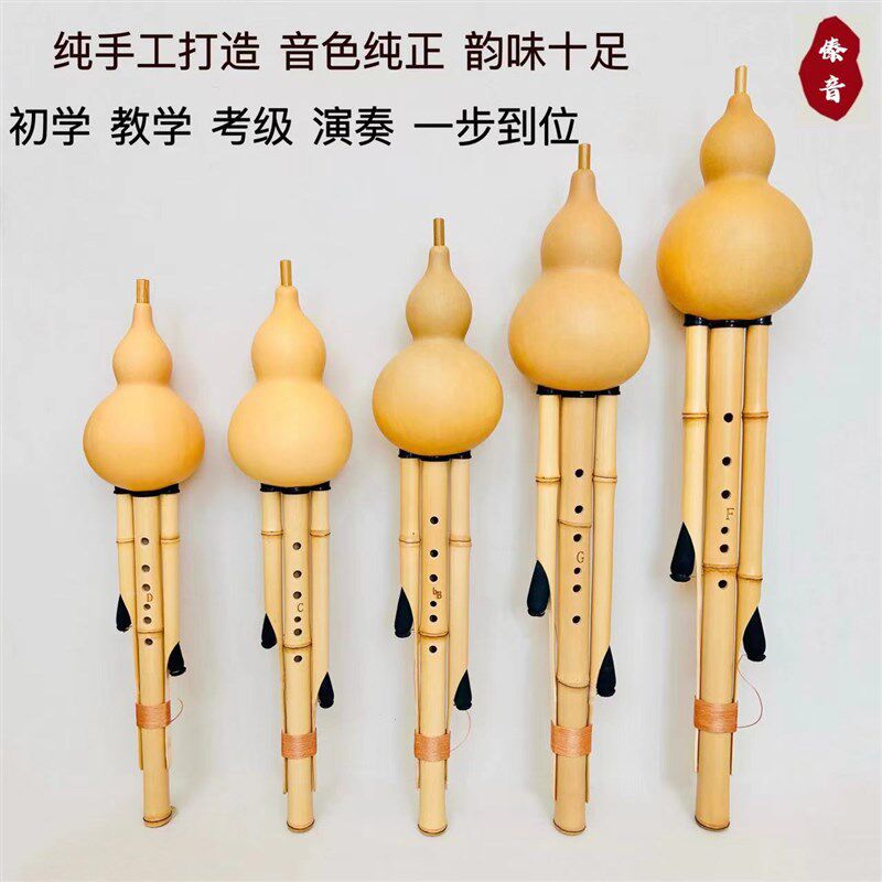 云南原生态葫芦丝七孔九孔紫竹金竹天然葫芦C调降B调GF调专业演奏