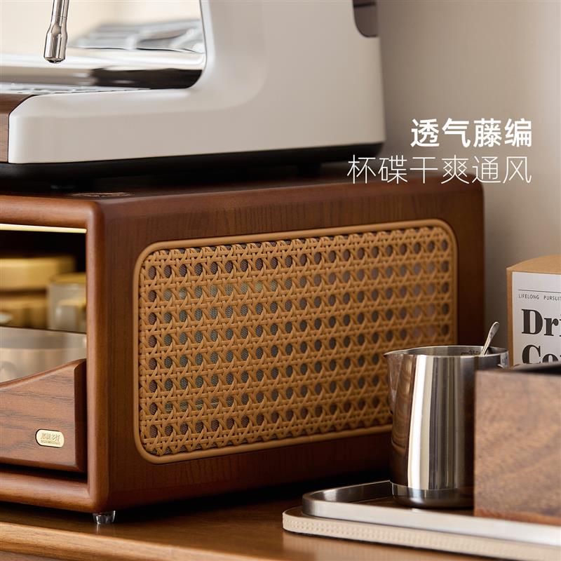 咖啡机置物架杯架水杯茶杯放置架餐桌餐边柜收纳柜吧台收纳架实木