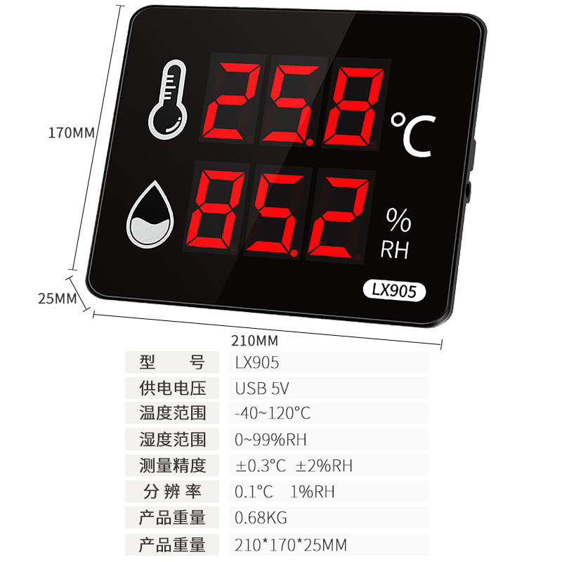 温度湿度计工业大棚农业大屏显示传感变送器RS485通信号输出LX905
