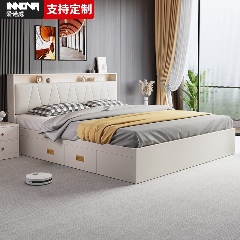 新款实用木质床家用小户型榻榻米床1.2米地台床带抽屉储物箱体床