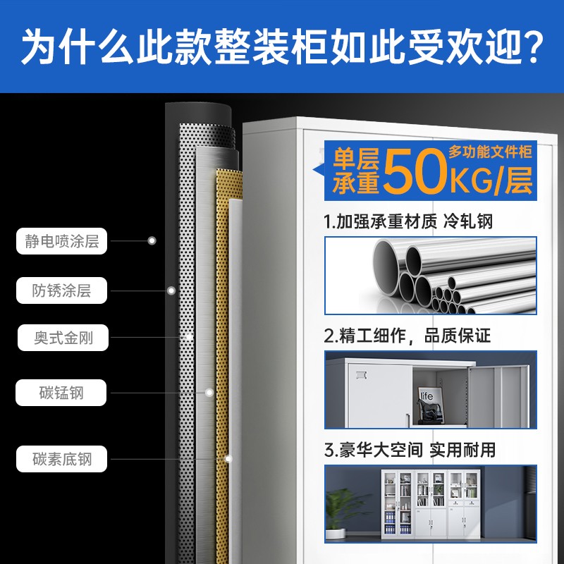 文件柜加厚款办公柜钢制铁皮柜资料柜档案柜储物柜拆装柜凭证柜子