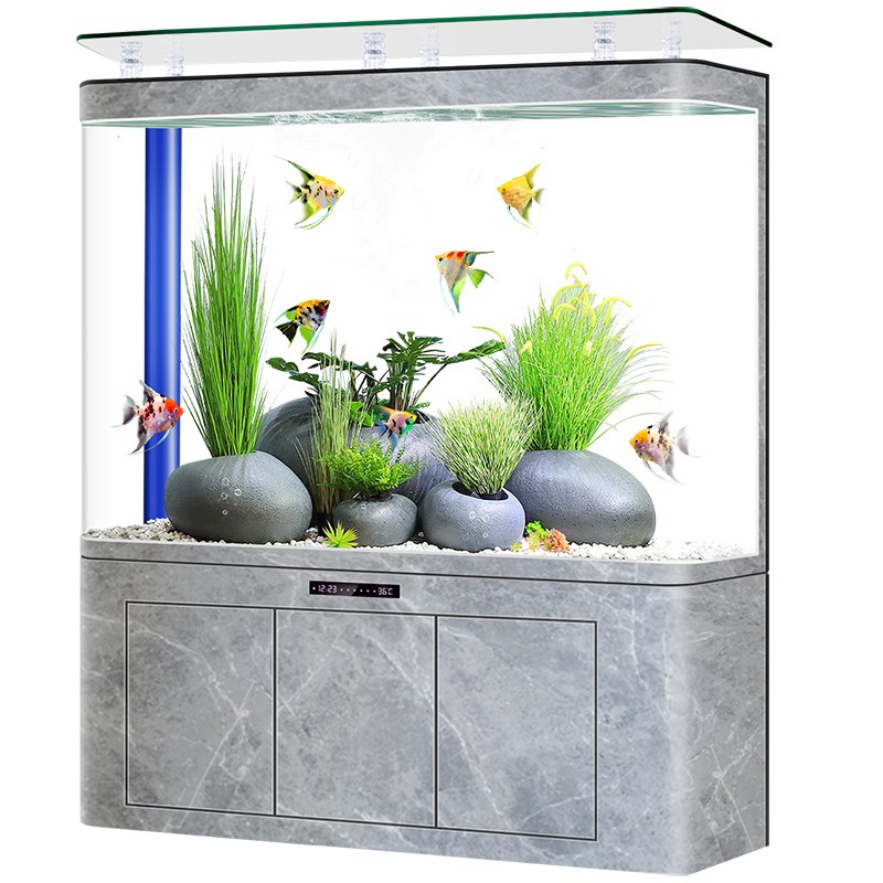 新款热弯底滤鱼缸一体成型生态大型金鱼缸落地客厅家用免换水族箱