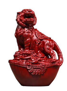 红色木头老虎摆件实木质雕刻十二生肖木制上山虎吉祥物装饰工艺品