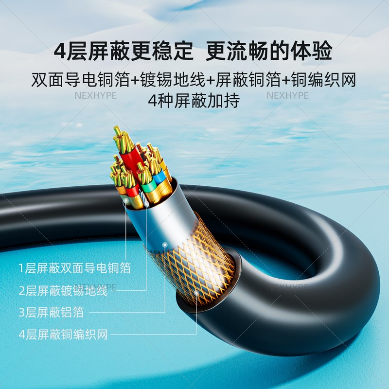 显示器DP线1.4电脑240Hz180电竞加长10米双头3米抗干扰emc屏蔽线