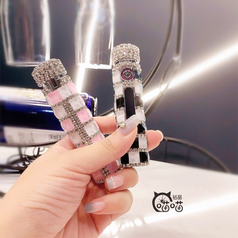 新款双电弧打火机便携 usb充电防风长圆条感应点烟器个性创意女式