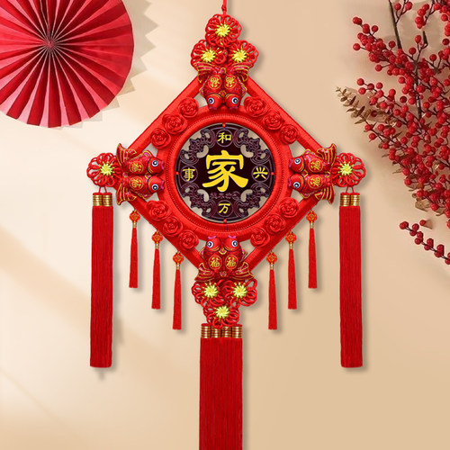 中国结挂件客厅高档桃木福字挂饰2024新款中国结春节玄关乔迁装饰