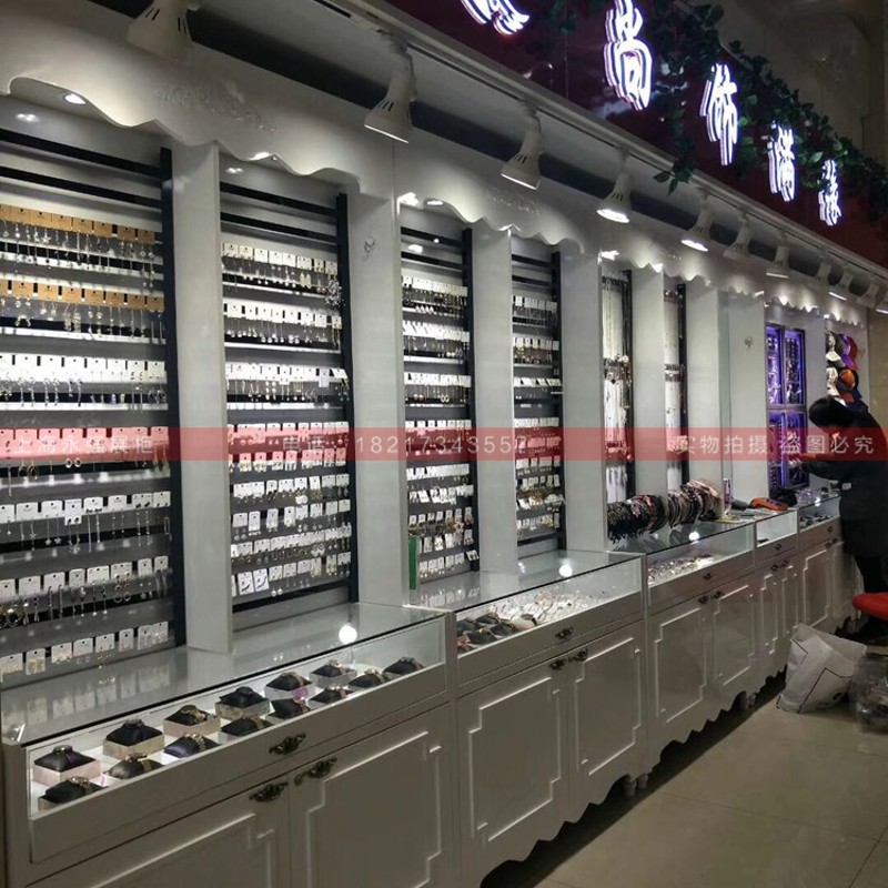 首饰珠宝玻璃饰品展示柜精品店饰品柜子耳环耳钉中岛货柜展柜货架