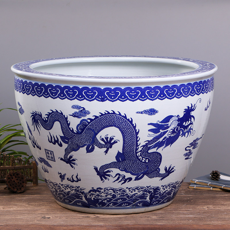 睡莲花盆缸青花陶瓷水缸庭院碗莲荷花盆缸室外特大号种树大缸清仓