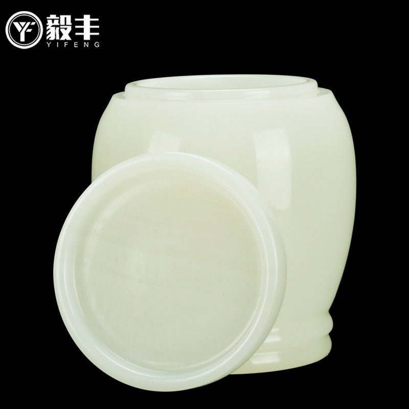 天然玉石骨灰坛罐阿富汗玉汉白玉石骨灰盅筒小号大号素面青玉坛子