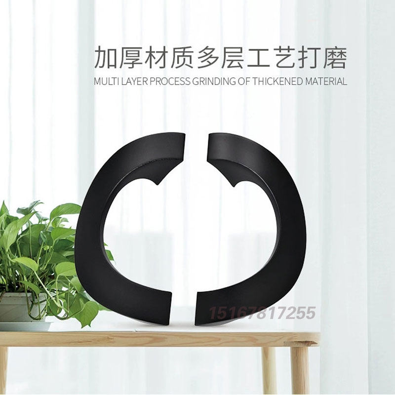 实心半圆形无框玻璃门拉手黑色金色木门把手铝合金有框大门把手扶