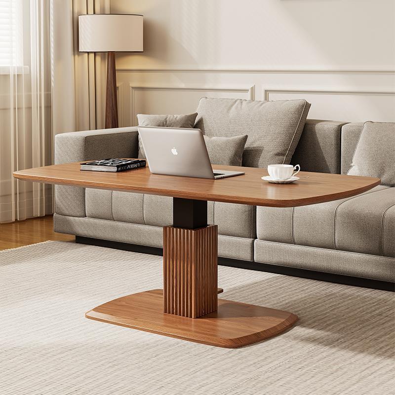 实木升降茶几餐桌两用小户型多功能家用书桌现代简约客厅移动茶桌