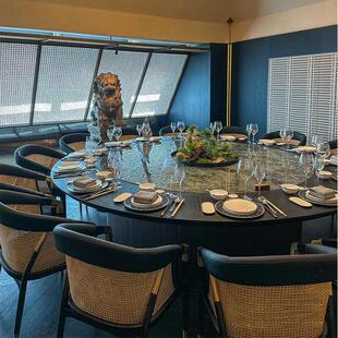 岩板酒店餐桌大圆桌电动饭店餐厅包厢专用15人20人火锅桌2米3定制