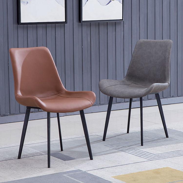日鸿皮革靠背餐椅后现代轻奢吧椅单人书桌西皮椅意式咖啡店椅子