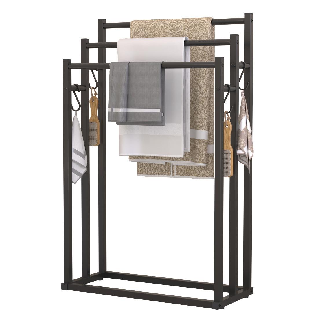 大号浴巾架毛巾架落地免打孔可移动金属牢固稳固收纳挂展示架