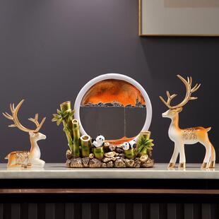 招财鹿流沙画摆件沙漏创意家居客厅酒柜电视柜轻奢高档装饰品