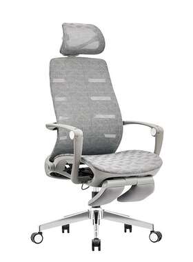 迪欧商用灰色网布工作电脑椅可躺午休人体工学椅子办公护腰办公椅