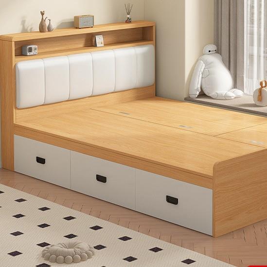 实木床1米8双人床卧室家用榻榻米床架1.2/35/5地台收纳储物床