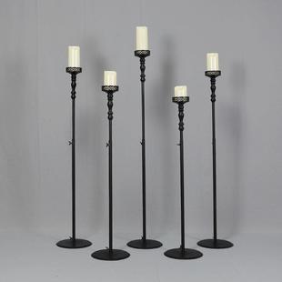 新款 饰摆饰蜡烛迎宾区婚庆道具黑色架子 婚礼铁艺烛台路引订婚宴装