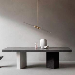 极简覆古工业风彷水泥实木餐桌办公桌设计师酒店工作台会议桌长桌