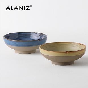 陶瓷汤碗创意大号饭碗拉面碗 alaniz南兹澜蓝色葵口碗面碗家用个性