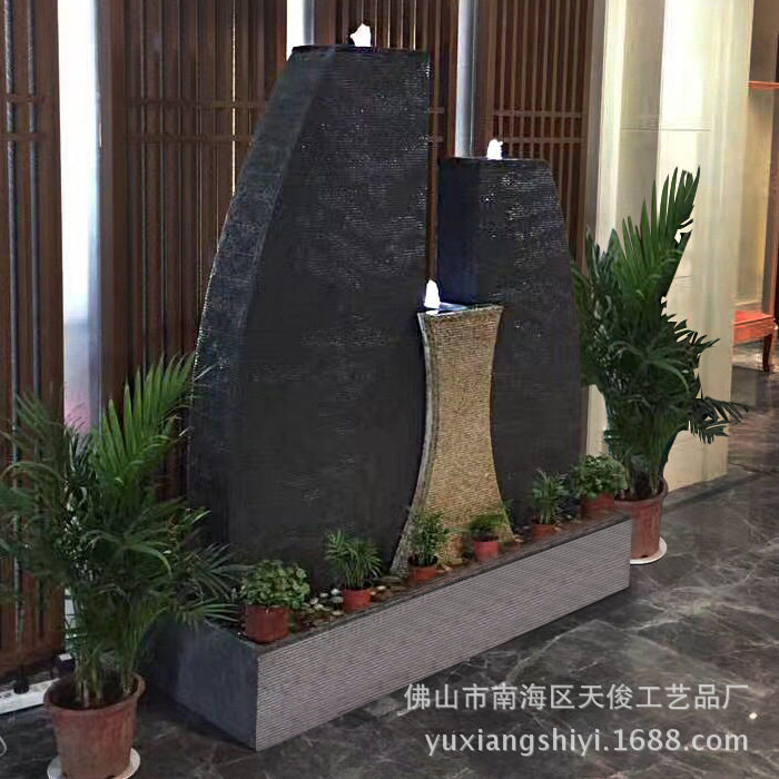 石雕喷泉室内水景喷泉客厅流水摆件假山喷泉鱼池酒店会所别墅装饰