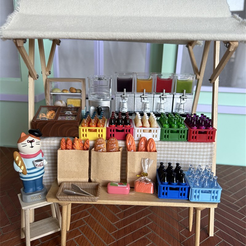 果汁机饮水机饮料机陈列柜子娃娃屋迷你甜品店饮料店场景模型摆件