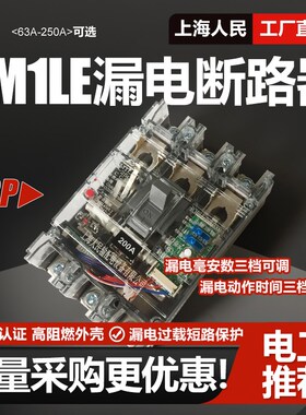 CM1LE三相三线漏电断路器63A 100A 125A 200A 250A 160A漏保380V