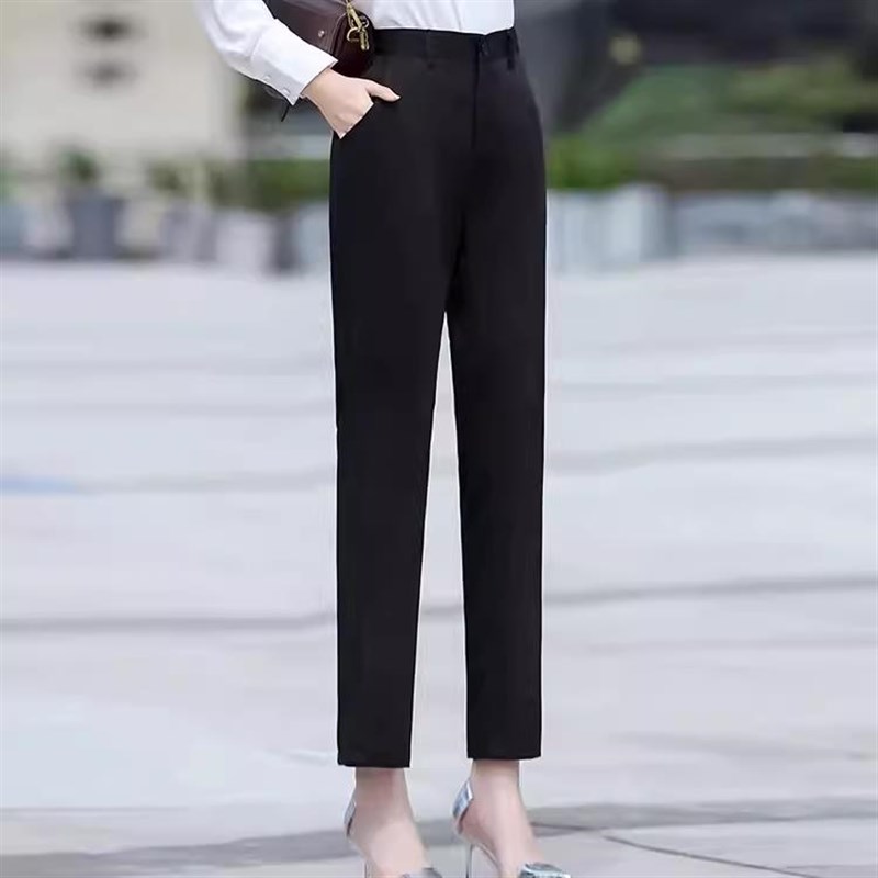 黑色西裤九分裤i女2024新款夏季薄款正装直筒修身显瘦小个子工作