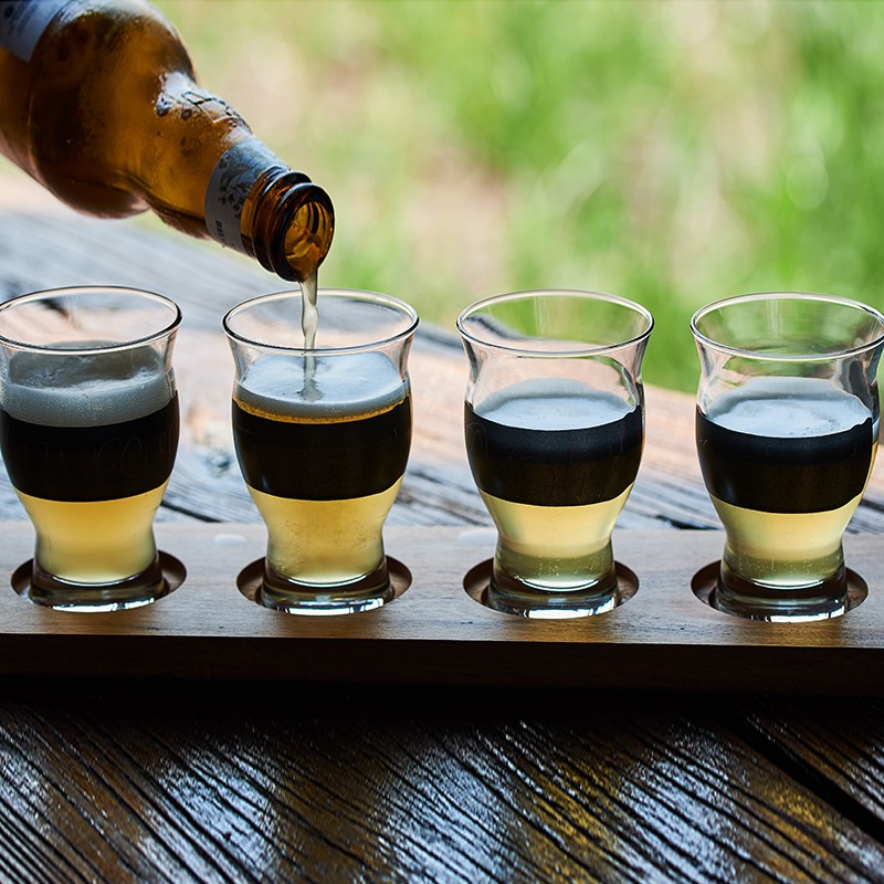 精酿啤酒杯套装小号带托盘酒杯个性涂鸦小容量试饮杯创意喝酒杯子