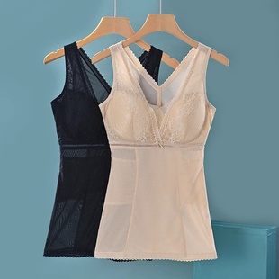 背心免穿文胸一体式薄款超薄紧身收腹F束腰美背带胸垫美体吊带上