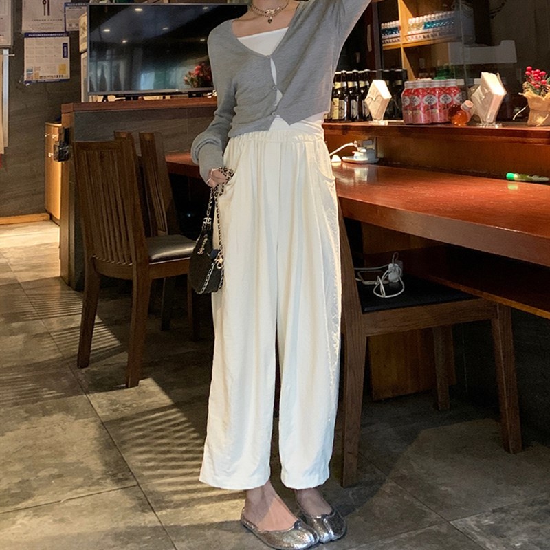 小个子九分休闲裤女大码夏季薄款胖妹妹mm宽松显瘦W阔腿冰丝凉凉