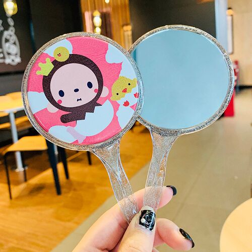 皇冠猴单面手持便携高档化妆镜子随身镜手柄镜DIY镜子国庆小礼品