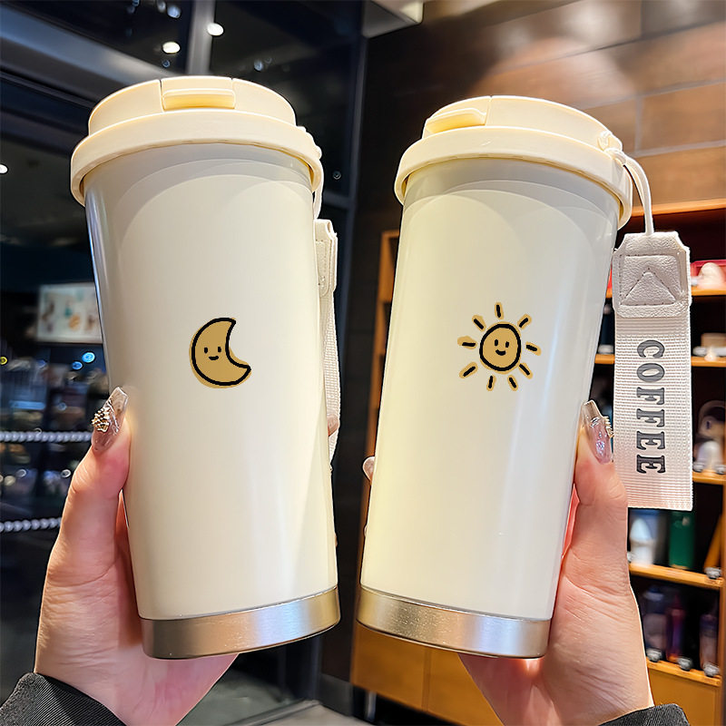 太阳月亮保温杯男款女士高颜值2025新款情侣咖啡杯大容量水杯不锈