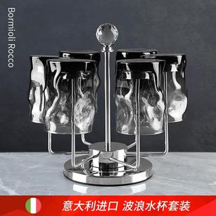 轻奢杯子带托盘北欧风格 家用杯具套装 客厅茶具高颜值玻璃水杯