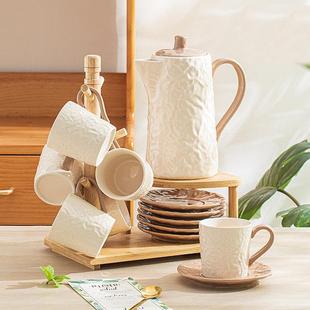 客厅待客茶几高档陶瓷杯子杯架茶具送人 乔迁新居喝水杯家用套装