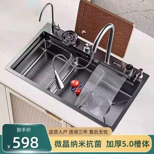 厨房不锈钢水槽加厚SUS304大单槽家用台中水盆洗菜洗碗池台上移动