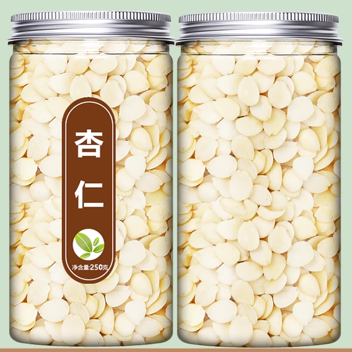 杏仁中药材官方旗舰店原味去皮甜苦北南杏仁片500g食用药用生
