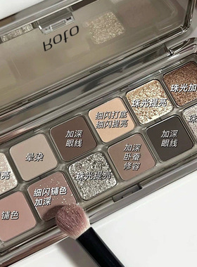 ROTO青蛇眼影盘 水泥盘十二色眼影大地色珠光哑光绿色抖音直播149