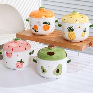 可爱双耳陶瓷炖盅家用炖燕窝鸡蛋羹双盖隔水炖一人煲汤炖罐小汤盅