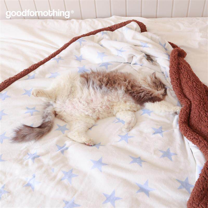 goodfornothing一无是处星星羊羔绒双层毛毯沙发盖毯办公室毯子